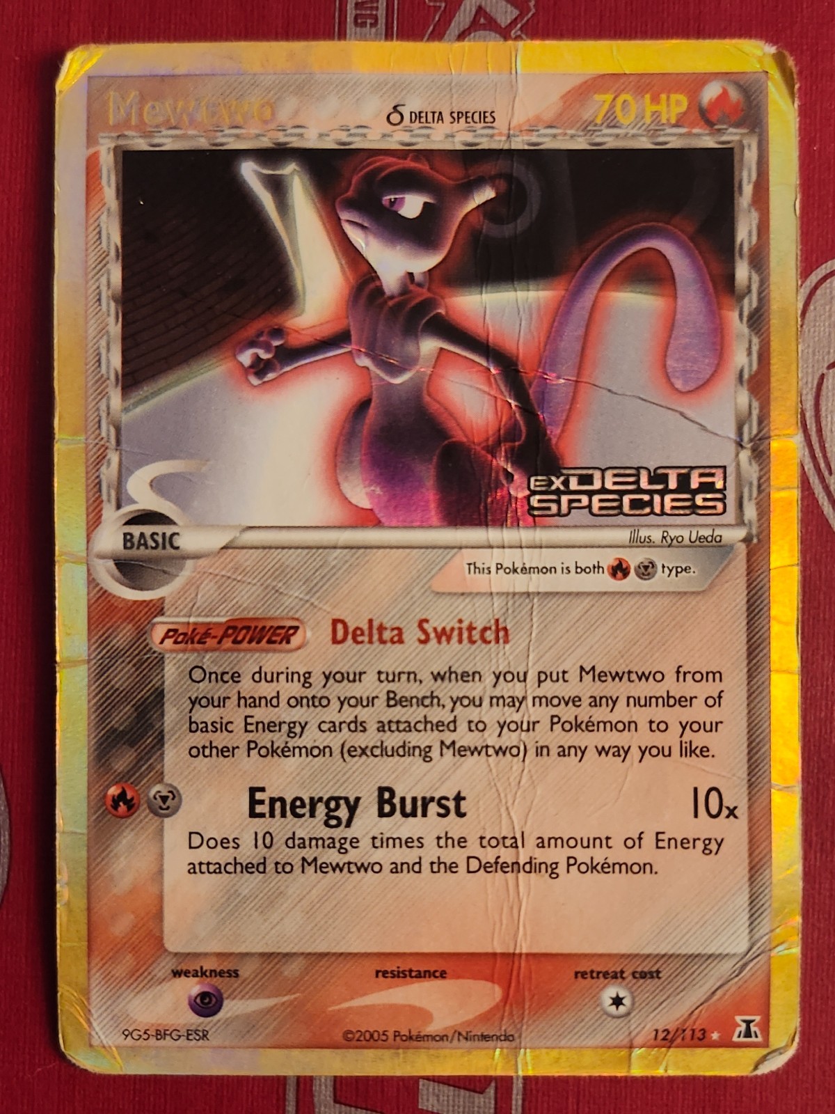 Pokemon TCG Heavily Played Stamped Reverse Holo Mewtwo (12/113 EX Delta Species)