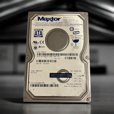 Maxtor MaXLine III 250GB 7200RPM SATA/150 3.5  HDD 7L250S0   Tested Working