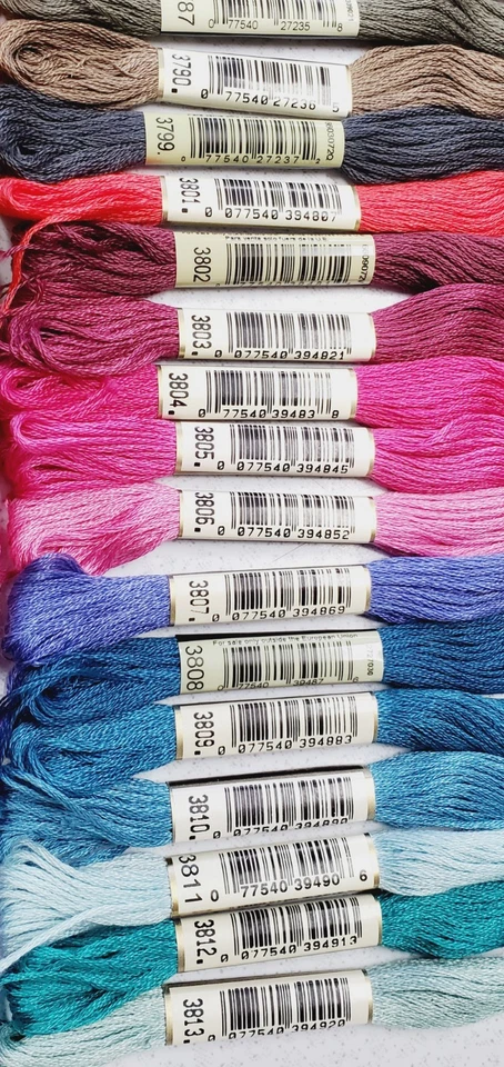 50 DMC 25 Embroidery Floss Lot of 50 Different Colors 3772 thru 3838 FULL Skeins - Image 3 of 4