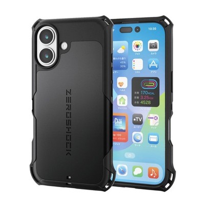 ELECOM ZEROSHOCK MAGKEEP iPhone 17 Case Shockproof Cover w/ Film Black Japan