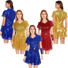 Womens Dress Photography Costume Dance Outfits Glittering Sequin Party Shiny