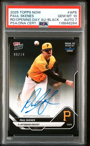 🔥2025 MLB Topps NOW Road Opening Day Paul Skenes Auto 6/10 A-PS Black - PSA  10