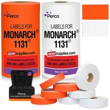 Perco White & Red Pricing Labels for Monarch 1131 Price Gun - One White and O...