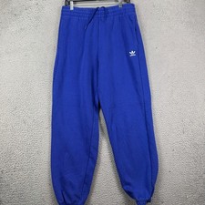 Adidas Mens Medium Sweatpants Joggers Blue Fleece Drawstring Pocket Pull On EUC