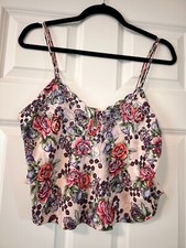 Victoria's Secret Gold Label Crop Lingerie Top Floral Cut-Out Button Size S