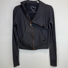 Frank Eileen Tee Lab Distressed side zip Fleece jacket carbon XS Grunge