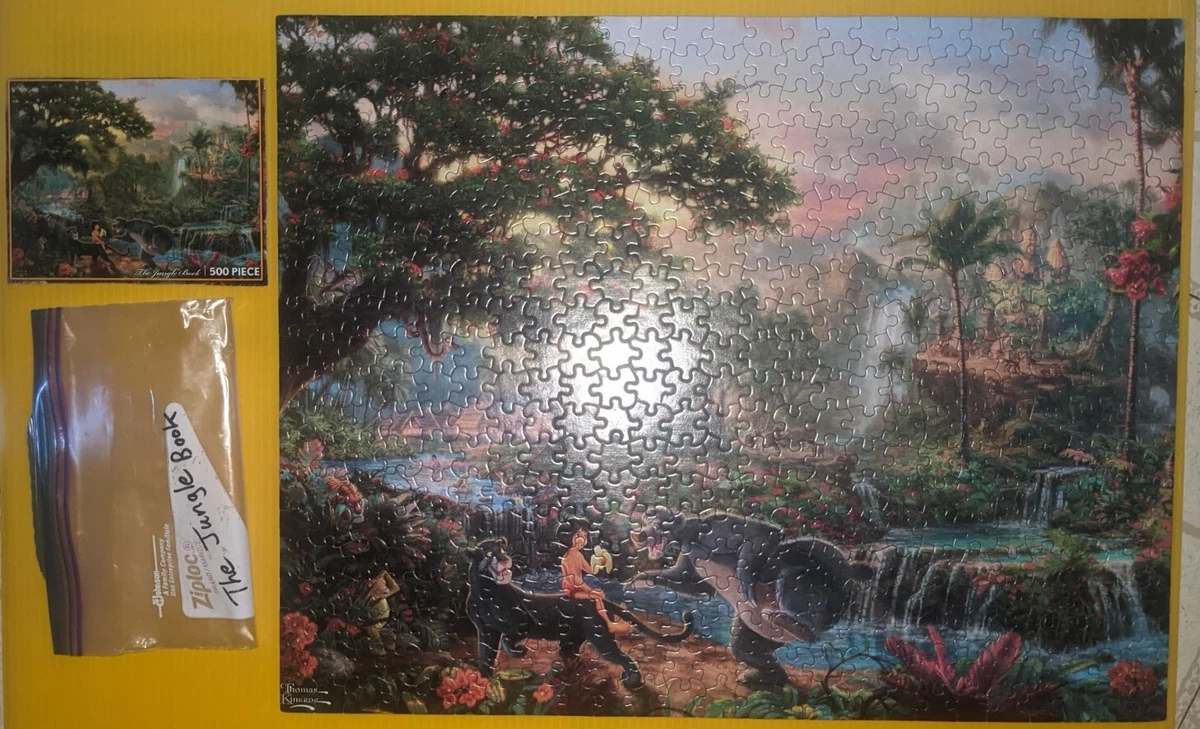 Thomas Kinkade Disney Park s The Jungle Book 500 Piece Puzzle Boxless 18 x 14