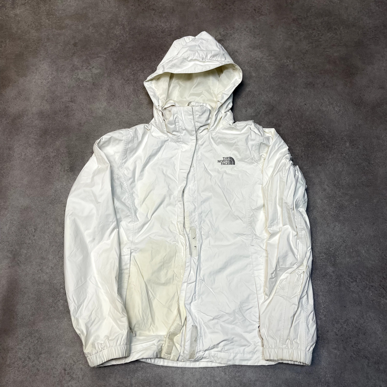 The North Face Hyvent Rain Jacket Womens Large Full Zip Windbreaker Coat, White