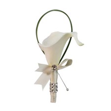Nice quality Real touch calla lily boutonniere Ivory Ribbon Wrapped