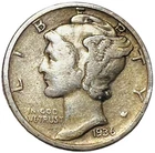 1936 (P) Mercury Dime 90% Silver Yellow Coloring US Coin #104 “JG Coins”