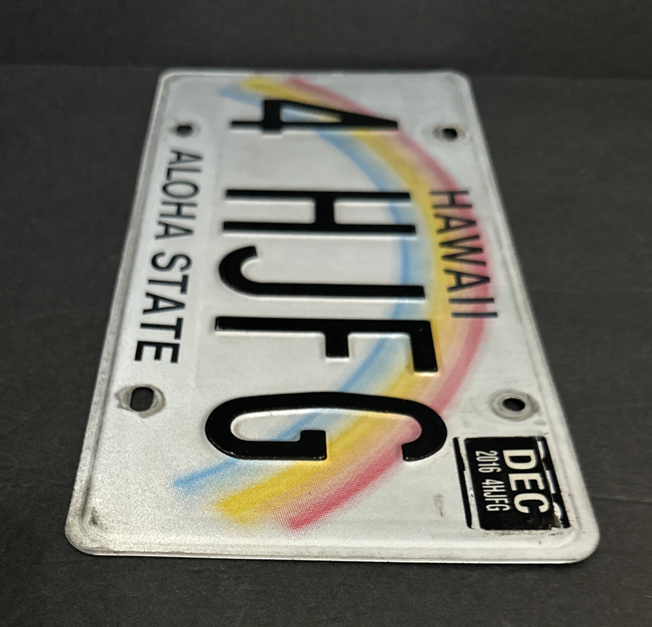 2016 Hawaii — 4 HJFG — Vanity License Plate w/Sticker, ALOHA STATE