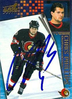 Chris Phillips autographed Hockey Card Ottawa Senators 1996 Pacific Aurora #132