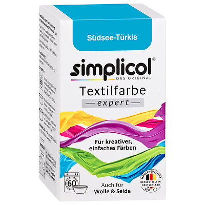 SIMPLICOL Textilfarbe EXPERT SÜDSEE TÜRKIS 150g Farbe auch für Wolle & Seide