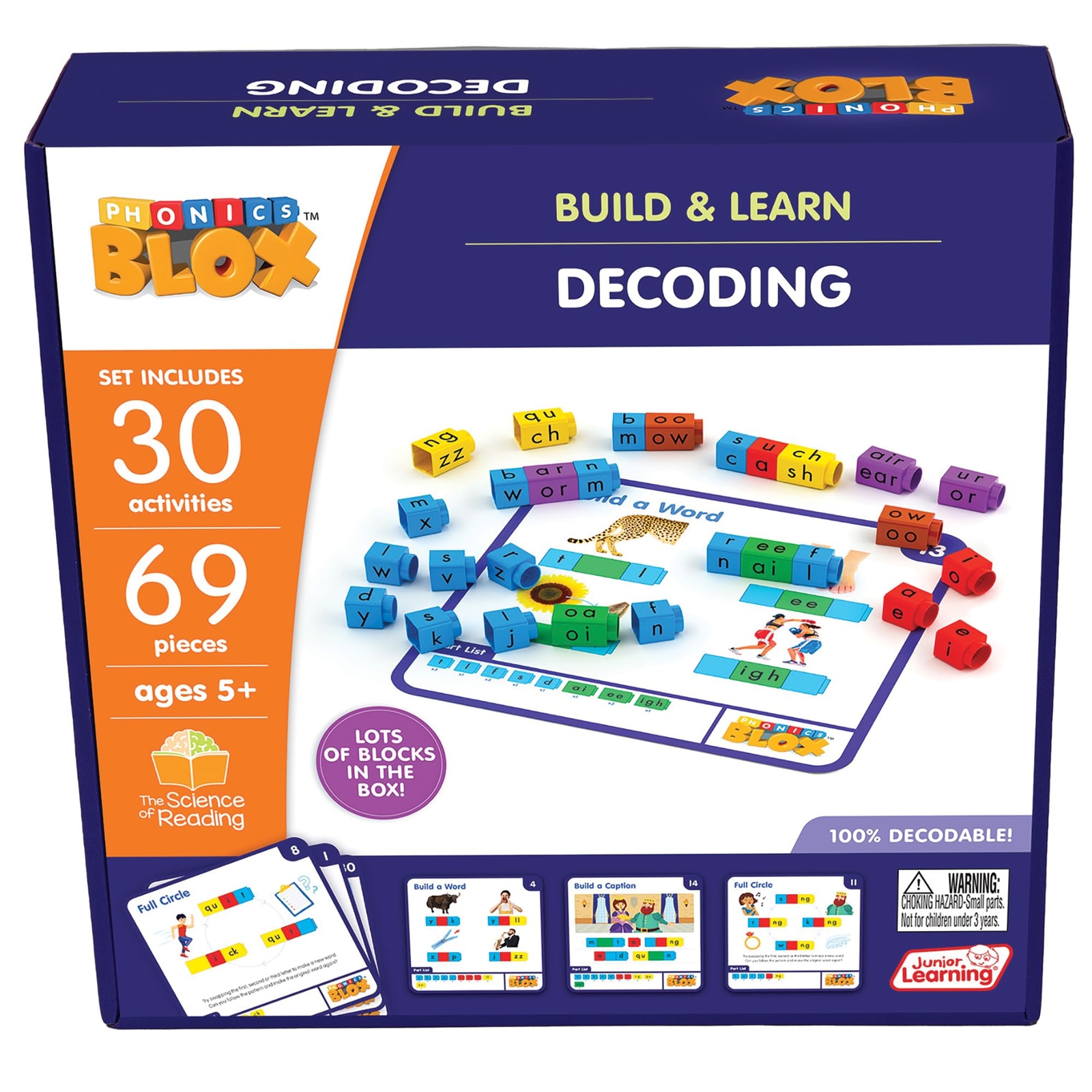 : Rainbow Phonics Blox: Decoding - Phase 3 - Build & Learn, 30 Activity Cards...