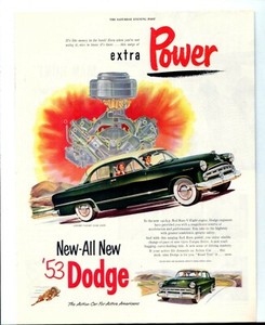 1953 DODGE CORONET Original Vintage Color Auto Promo Ad