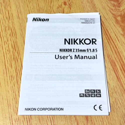 Nikon Nikkor Z 35mm f/1.8S  Prime Lens - User's Manual - BARGAIN - Free Shipping - Picture 1 of 1