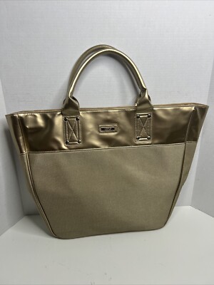 Versace Perfume Large Travel Tote Shoulder Bag Gold Tone