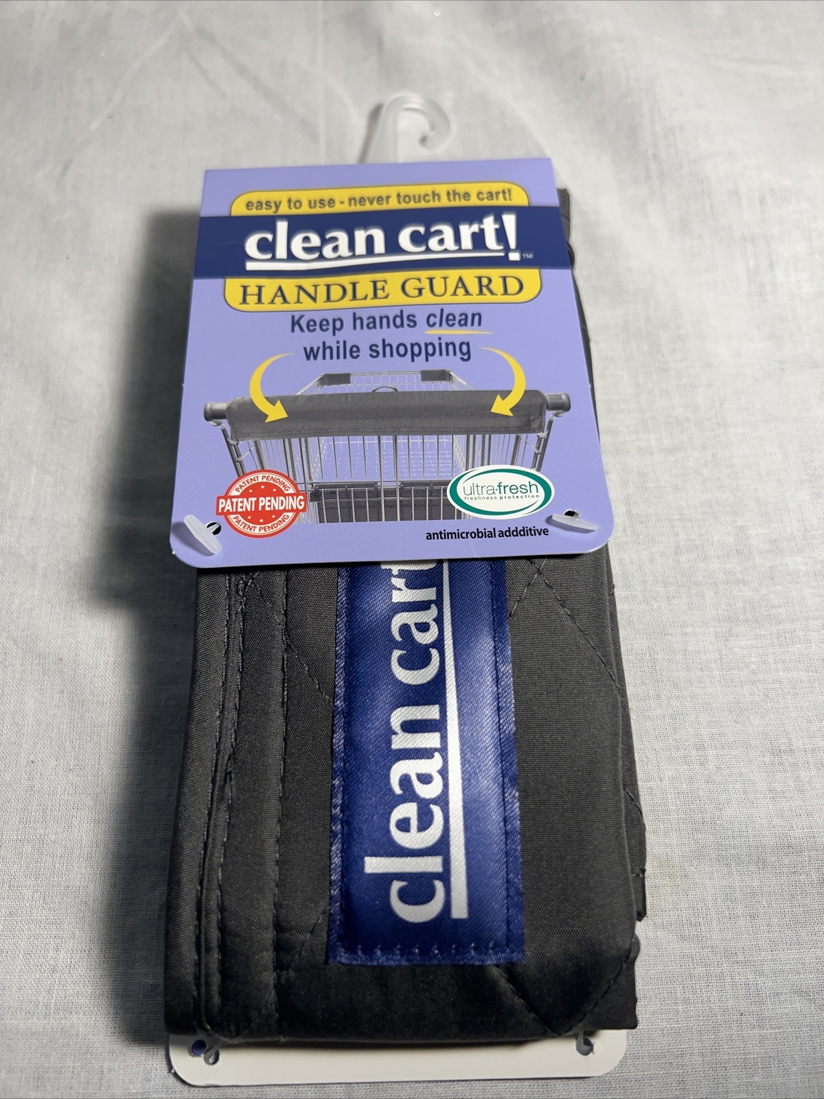 Gray Clean Shopping Cart Handle Guard Reusable Cover Washable Wipeable.