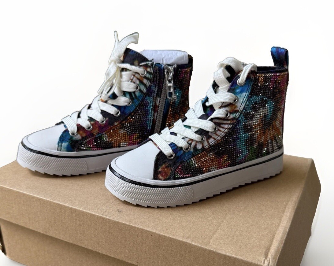 Steve Madden Kids Shoes Shake Tie Dye Glitter High-Top Size 