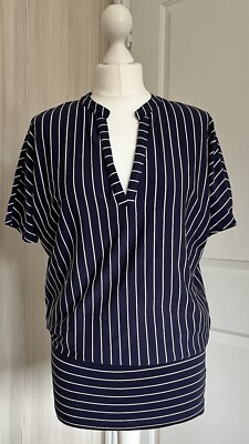 me&i kurzes Jerseykleid Oberteil Kurzarm blau-weiß gestreift Gr. M dehnbar