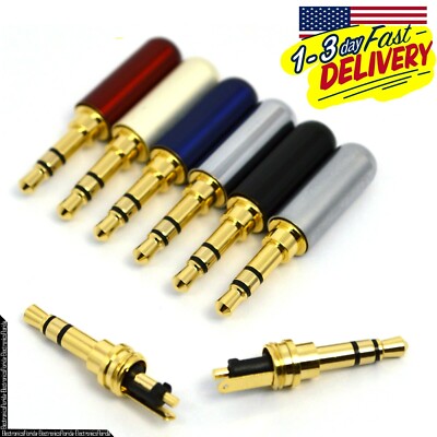 Lot 3.5mm 3 Pole Male Repair headphone Jack Plug Metal Audio Soldering