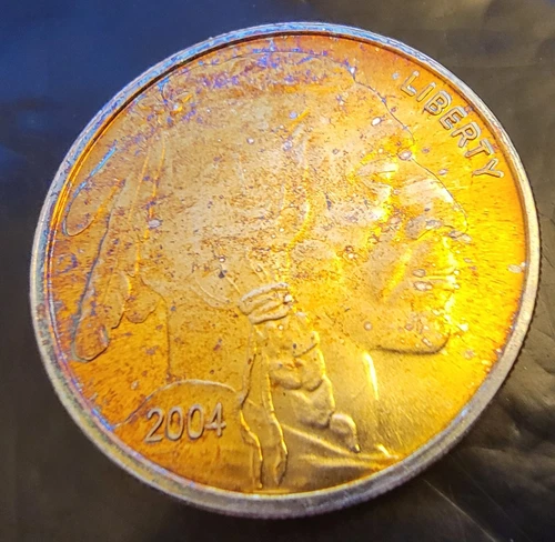 2004 Indian Buffalo Rare Vtg Natural Toned-999 Silver 1 Oz Ounce Art Coin Round