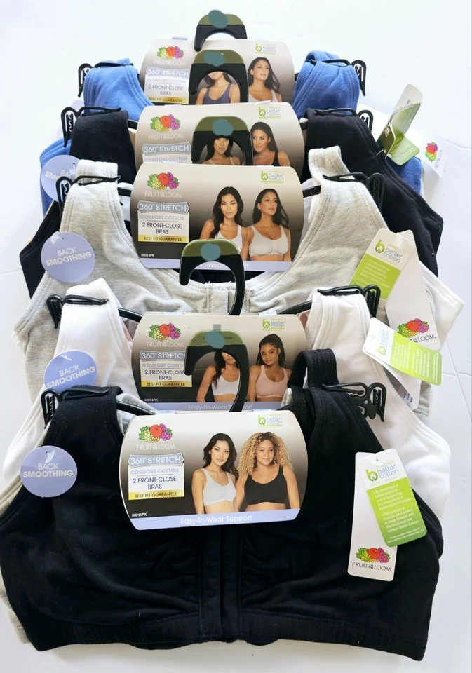 Fruit of The Loom Women's Front Close Bra, 2 Pack, 360 Degree Stretch Cotton Bra - Image 2 of 4