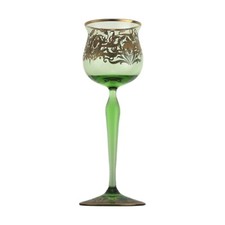 BÖHMEN - Jugendstil / Josephinenhütte Emaille Hock Weinglas - 19,5 cm