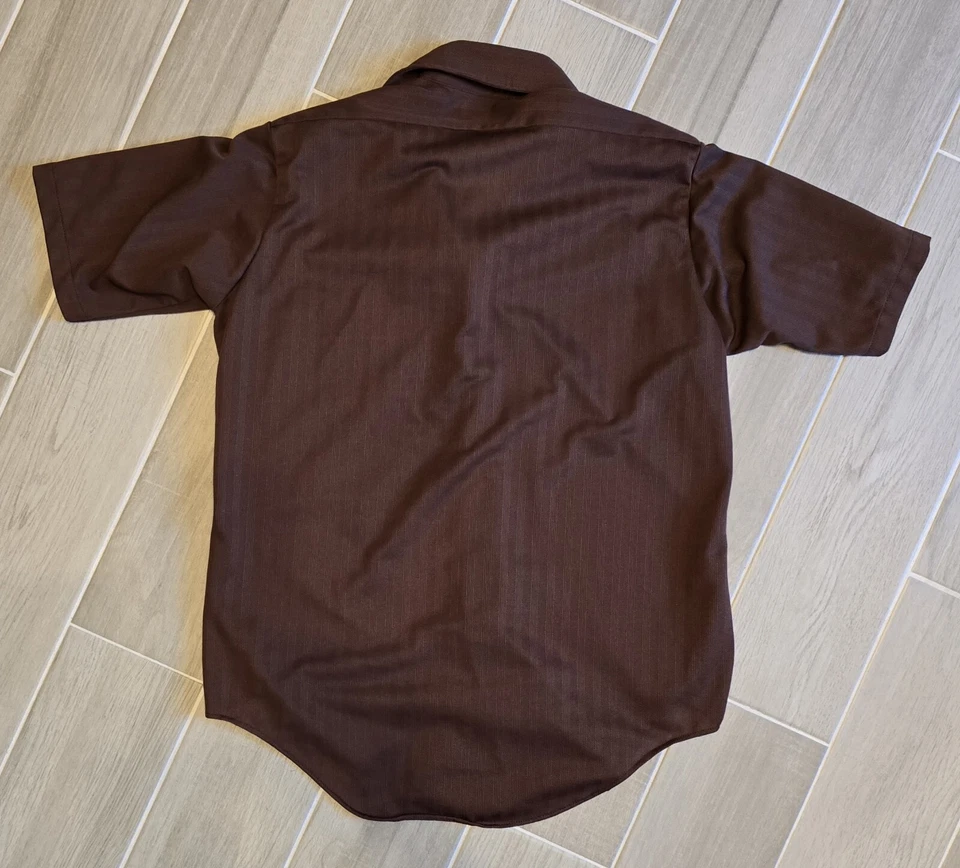 Lote (3) Camisa Abotonada Vintage Para Hombre Manga Corta Años 70 Talla 16 Cuello Extendido Grande Foto 3 de 4