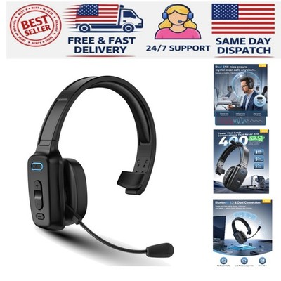 Bluetooth Headset with 60 Hours AI Noise Cancelling & Comfort - Perfect for Work
