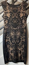 Connected Apparel Dress Womens Size 10 Black Lace Front Zipper Back