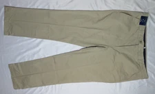 STAFFORD JCP MEN CHINO PANT 42X32 KHAKI CLASSIC FIT FLAT PREMIUM STRETCH NEW NWT