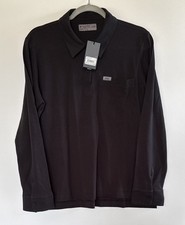 NWT Figs Scrubs XL Pro Polo Shirt Women  s Black Pique Knit Cotton Long Sleeve