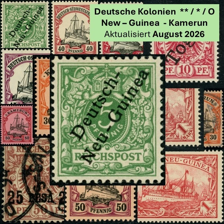 Deutsche Kolonien Teil 1: NGuinea - Kamerun: Postfrisch, Ungebraucht, Gestempelt - Bild 1 von 1
