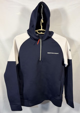 BMW M Motorsport Men  s Quarter Zip Hoodie Navy Blue White M-Power Logo Size L
