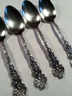 Set 4 GORHAM Sterling Silver Lady VERSAILLES OVAL SOUP SPOONS w Mono 7 1/8”