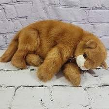 Vintage Dakin Tabitha Beanbag Pluch Lay Down Cat Orange Striped Realistic Rare