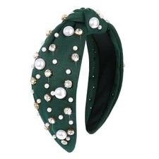 Pearl Knotted Headband for Women White Pearl Rhinestone Crystal Jeweled Embel...