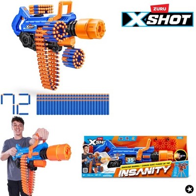 X-Shot Insanity Smoking Barrel mit 72 Darts Dart-Blaster Rauch-Mechanismus ZURU