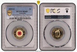 2022 C Australia $2 Remembrance Day Colorized MS68