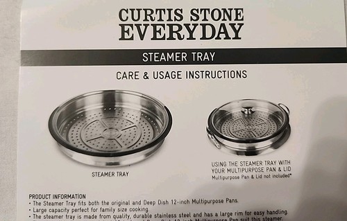 CURTIS STONE VAPORIERA VASSOIO ACCIAIO INOX *ADATTO* 12 IN PADELLA MULTIUSO CON COPERCHIO - Foto 3 di 13