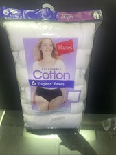 Hanes Women's 9 Breathable Cotton Tagless Briefs 6 Pack White Cotton Panties