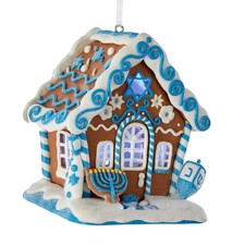 Gingerbread LED Hanukkah House Ornament D3017