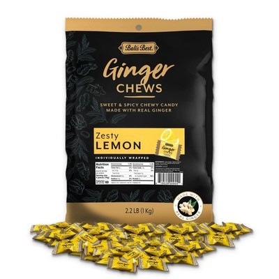 Bali's Best Ginger Chews - Zesty Lemon Flavor (2.2 Lb Bulk Bag )