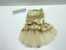 Dog Pet Costume Gold Holiday Christmas Dress Bow New Year