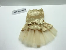 Dog Pet Costume Gold Holiday Christmas Dress Bow New Year