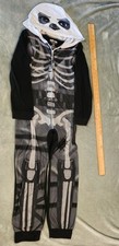 Fortnite Skull Trooper Youth Size 12 One Piece Zip Up Pajamas Skeleton
