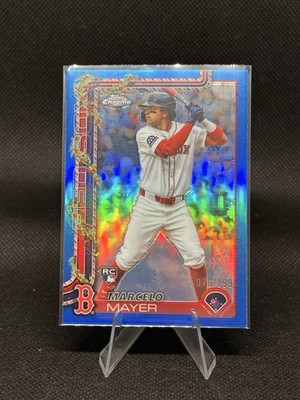2025 Topps Holiday Chrome Blue Refractor Marcelo Mayer Red Sox HC35 /199
