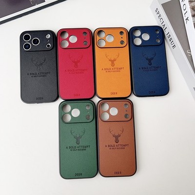 Luxury Leather Elk Deer Silicone Case For iPhone 17 Pro Max 16 15 14 13 12 Cover