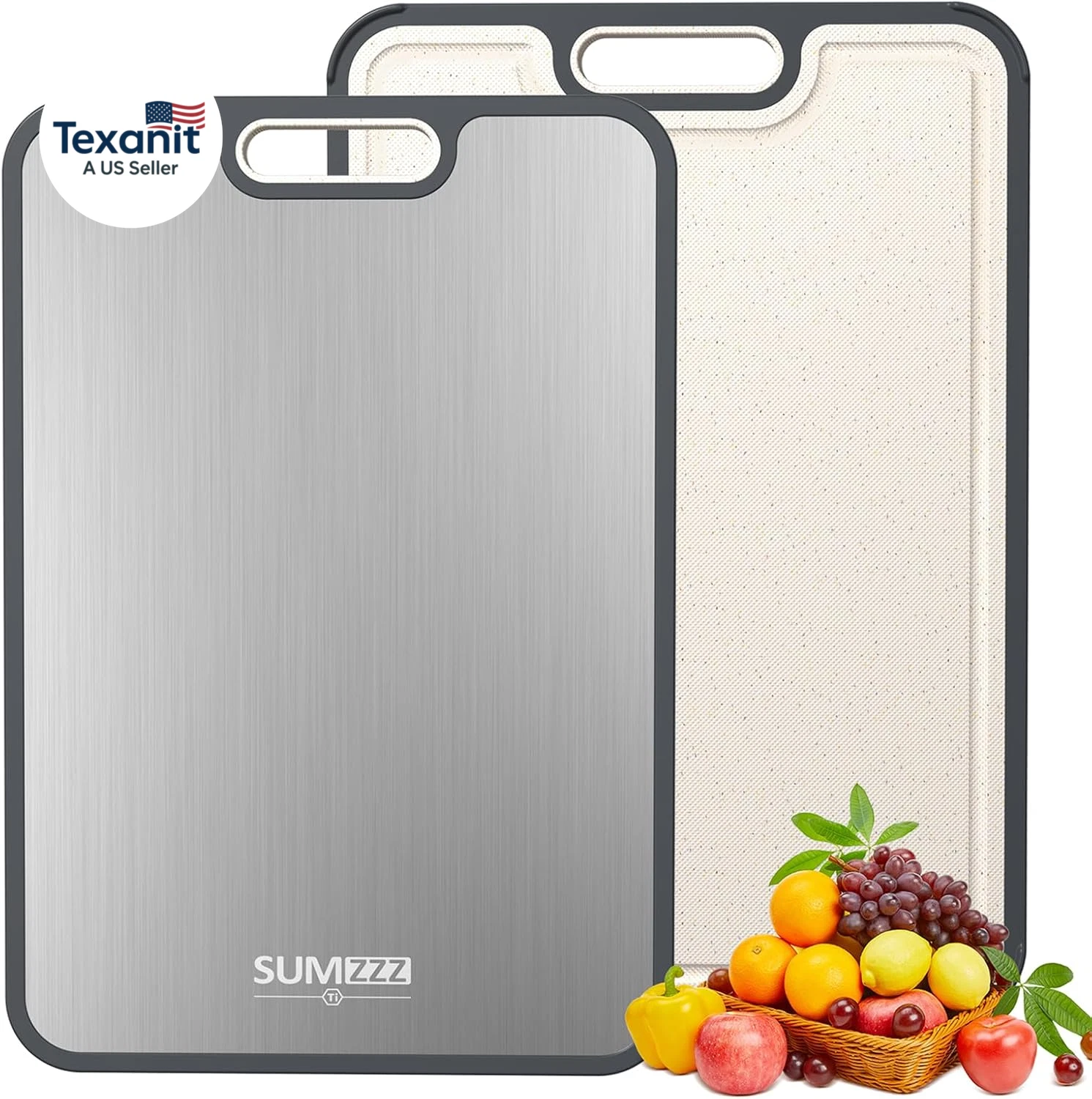 Titanium Cutting Board for Kitchen, Double Sided Chopping Board, 99.9% Pure Tita